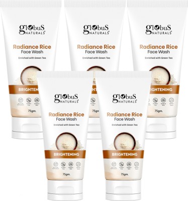 Globus Naturals Radiance Rice, Enriched With Green Tea, For Skin Brightening, Set of 5 Face Wash(375 g)