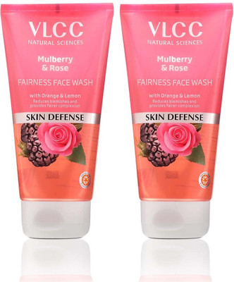 VLCC Mulberry & Rose Facewash - 150ml X 2 For Visible Glow and Fairness | With Rose, Mulberry, Orange & Lemon Peel Extract Face Wash(300 ml)