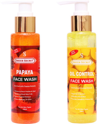 Sheer Secret Papaya  100ml and Oilcontrol  100ml Face Wash(200 ml)