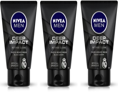 NIVEA 3pc Deep impact 50gm Fw Set of 3 Face Wash(150 ml)