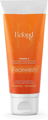 Befond Facewash with Vitamin C Niacinamide Cucumber Extract Hyaluronic Acid and Ceramides Brighten, Hydrate, and Combat Pigmentation for All Skin Type Face Wash(100 ml)