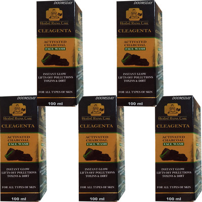 DOOMSDAY CLEAGENTA ACTIVE CHARCOAL FACEWASH FOR SKIN CLEANSING & GLOWING SKIN PACK OF - 5 Face Wash(500 ml)