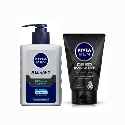 NIVEA All In One 150ml & Deep Impact 100ml Facewash Set of 2 Face Wash(250 g)
