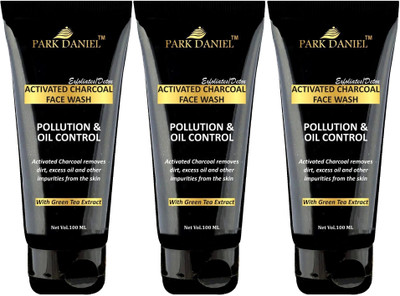 PARK DANIEL Activated Charcoal - Pollution & Oil Control- To Remove dirt, Excess Oil & other impurities from the Skin Combo pack of 3 tubes of 100 ml(300 ml) Face Wash(300 ml)