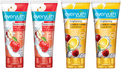 Everyuth Naturals Moisturizing Fruit  (2X50ml), Lemon & Cherry  (2X50ml) Face Wash(200 ml)