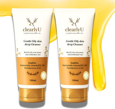 clearlyU Oil-Free Deep Face Cleanser | Soap-Free, Niacinamide & B5 Enriched Formula for Oily Skin | 200 ml Face Wash(200 ml)