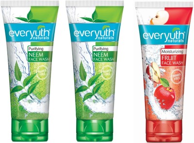 Everyuth Naturals purifying neem 50g 2pc & moisturizing fruit 50g 1pc Face Wash(150 g)