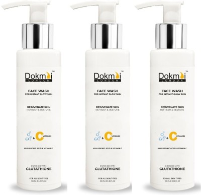 DOKMAI LONDON Face wash brightness skin tone and reduce pigmentation Hyaluronic acid hydrate plumps, and reduce fine lines (Pack 3) Face Wash(100 ml)