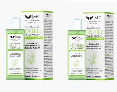 MG MEGAGLOW Shine with Smile Tea tree face wash help to remove acne & pimples  (100 ml) Face Wash(200 ml)