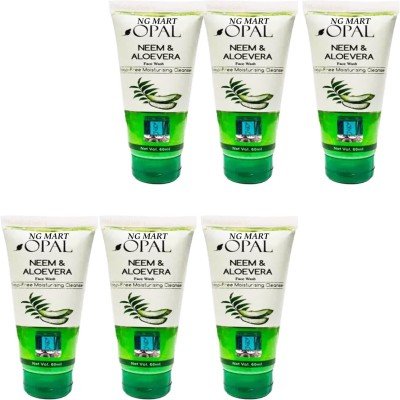 NG MART OPAL NEEM & ALOEVERA FACEWASH FOR PURIFYING & CLEANSING SKIN PACK OF - 6 Face Wash(360 g)