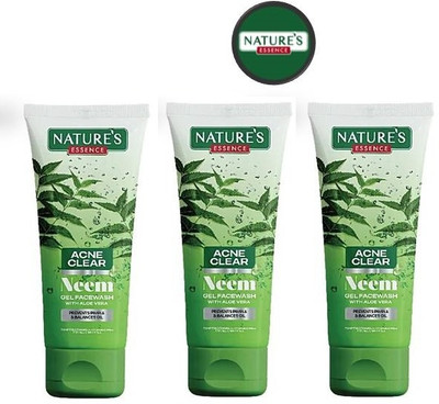Nature's ACNE CLEAR NEEM GEL FACE WASH WITH ALOE VERA 50ML*3 Face Wash(150 ml)