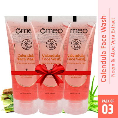 Omeo Natural for All Type Skin with Calendula, Aloe Vera & Neem  (Pack of 3) Face Wash(100 ml)