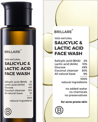 BRILLARE Salicylic & Lactic Acid , Acne Prone Skin, 100% natural facewash Face Wash(100 ml)