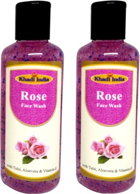 KHADI INDIA HERBAL & Ayurvedic Rose  (With Vitamin-E) (PACK OF 2) Face Wash(210 ml)