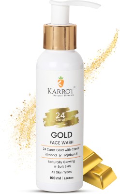 Karrot Natural 24 Carat Gold  with Hyaluronic acid, Carrot & Almond | for glowing skin | gives natural glow | SLS & Paraben free Face Wash(100 ml)