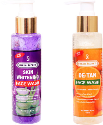 Sheer Secret Skin Whitening  100ml and Detan  100ml Face Wash(200 ml)