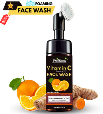 Phillauri Brightening Vitamin C Foaming with Built-In Face Brush for deep cleansing Men & Women All Skin Types Face Wash(150 ml)