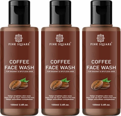 Pink Square Coffee  For Long Lasting Refreshment Pack 3 of 100ML Face Wash(300 ml)