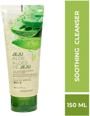 The Face Shop Jeju Aloe Fresh Soothing Foam Cleanser,gel to foam hydrating & cooling facewash Face Wash(150 ml)