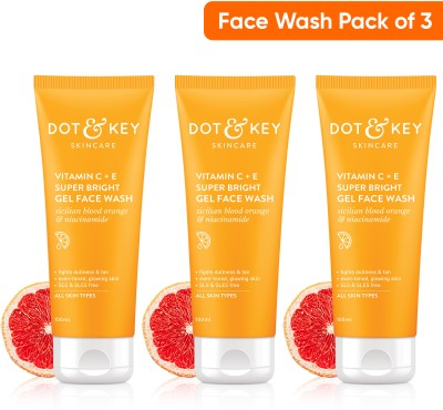 Dot & Key Vitamin C+E Super Bright Gel FaceWash,For Glowing And Brightening Skin Pack of 3 Face Wash(300 ml)