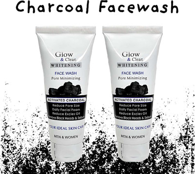 glow & clean whitening face wash Glow & Clean Activated Charcoal  100g – Whitening, Brightening, Pore Minimizing, Blackhead & Oil Control for Men & Women Face Wash(100 g)