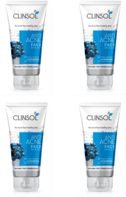 Clinsol Anti Acne Charcoal Facewash 70gm (Pack Of 4) Face Wash(280 g)