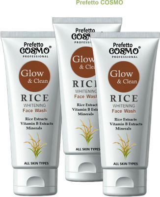 Prefetto COSMO Pack of 3 for Clear Complexion & Radiant Glow Rice Face Wash(100 g)