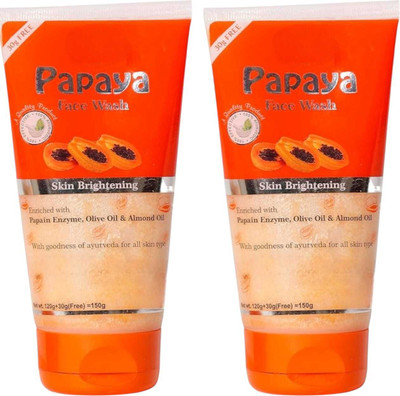 lamiglow G PAPAYA FACEWASH FOR HEALTHY ACNE FREE GLOW SKIN PACK OF 150g x 2 Face Wash(300 g)