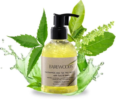 BAREWOODS Neem, Tea Tree, Tulsi & Niacinamide |Acne & Oil Control | Open Pores | Face Wash(150 ml)