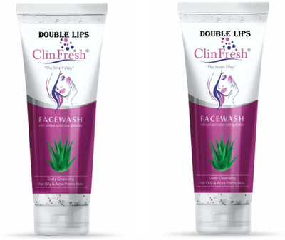 DOUBLE LIPS CLIN FRESH FACEWASH FOR ACNE PIMPLES & CLEANSING SKIN 75GRM PACK OF 2 Face Wash(150 g)