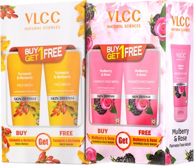VLCC Turmeric & Berberis and Mulberry & Rose Facewash Buy One Get One Face Wash(300 g)