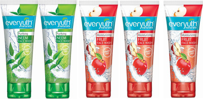 Everyuth Naturals purifying neem 50g 2pc & moisturizing fruit 50g 3pc Face Wash(250 g)
