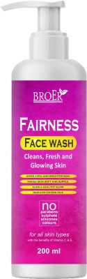 BROER Premium Glutathione, vitamin C & E | For Cleanse, Refresh & Glowing Skin | Sulphate and Paraben Free, Fairness Face Wash(200 g)