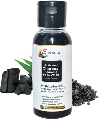 Elecsera Activated Organic Charcoal Foaming  for Exfoliating Dead Skin Cells | Paraben & Sulphate Free Face Wash(50 ml)