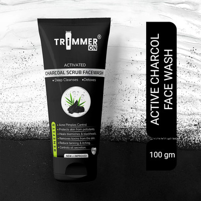 TRIMMERON Activated Charcoal Scrub Facewash Acne Control Glowing Skin Cleanser face wash Face Wash(100 ml)