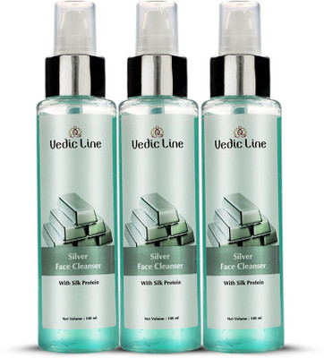 Vedic Line Silver Cleanser For Fresh Soothing Effect On Face (Pack of 3), (3*100ml) Face Wash(300 ml)