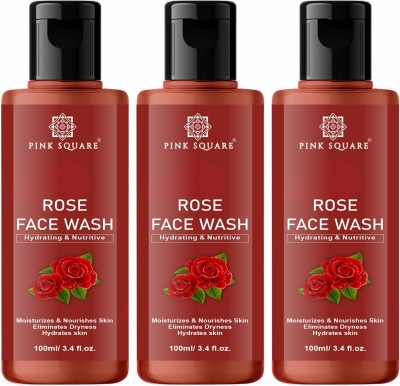 Pink Square Rose |Facial Cleanser for both Men & Women Pack 3 of 100ML Face Wash(300 ml)