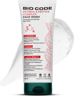 BIO CODE Retinol & Peptide Complex Advanced Age-Defy | AI-Enhanced Formula | Dermatologist Recommended | 150ml Face Wash(150 ml)