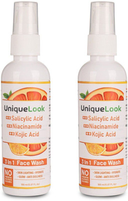 uniquelook Brightening & Anti-Pigmentation 3-in-1  for Men & Women – With Salicylic Acid, Niacinamide & Kojic Acid Face Wash(200 ml)