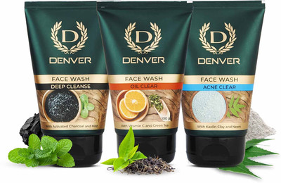 DENVER Deep Cleanse ,Oil Clear and Acne Clear Combo ( 3 X 100 gm ) Face Wash(300 g)