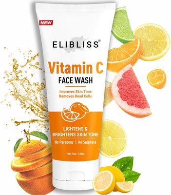 ELIBLISS Vitamin C for Brighten Skin Tone, Face Age Spots Reduce Fine Lines Men & Women All Skin Types Face Wash(75 ml)