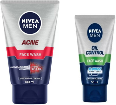 NIVEA Acne-100ml & Oil Control - 50ml (Pack of 2) Face Wash(150 ml)