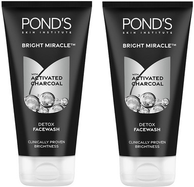 POND's Bright Miracle Detox Charcoal  Pack Of 2 200GM Each Face Wash(400 g)