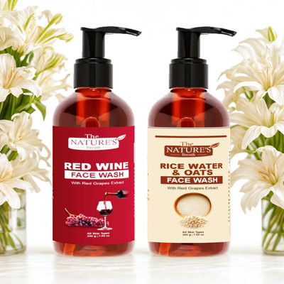 Beleza professional Red Wine & Rice Water Oats  Combo | Glowing Skin + Hydration | 400ml Face Wash(200 ml)
