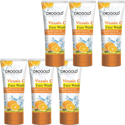 NG MART OROGOLD VITAMIN - C FACEWASH FOR REGENRATION PF NEW SKIN CELLS PACK OF - 6 Face Wash(600 ml)
