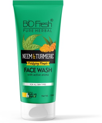 Biofresh Neem & Turmeric Glow  for Acne & Pimples, with Turmeric Extract & Neem Leaf Extract, Oil Control, Cleanses and Soothes skin, Reduce Dark Spot, Skin Glowing Face Wash(120 ml)