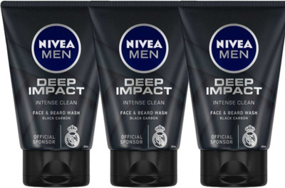 NIVEA Deep impact 100ml Facewash Beard Facewash with Black Carbon Set of 3 Face Wash(300 g)