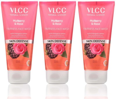 VLCC Mulberry & Rose Facewash - 150ml X 3 For Visible Glow and Fairness | With Rose, Mulberry, Orange & Lemon Peel Extract Face Wash(450 ml)