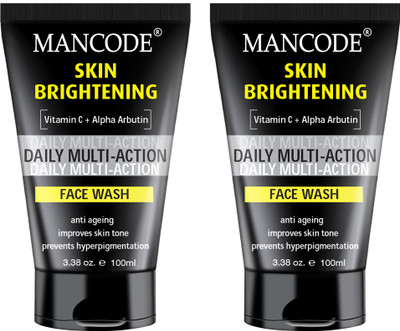 MANCODE Skin Brightening face wash with Vitamin C + Alpha Arbutin help to improve skin tone, anti ageing and prevents hyperpigmentation men pack of 2 Face Wash(200 ml)