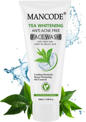 MANCODE Tea Whitening Anti-Acne Free  | Deep Cleansing & Brightening with Neem Face Wash(100 ml)